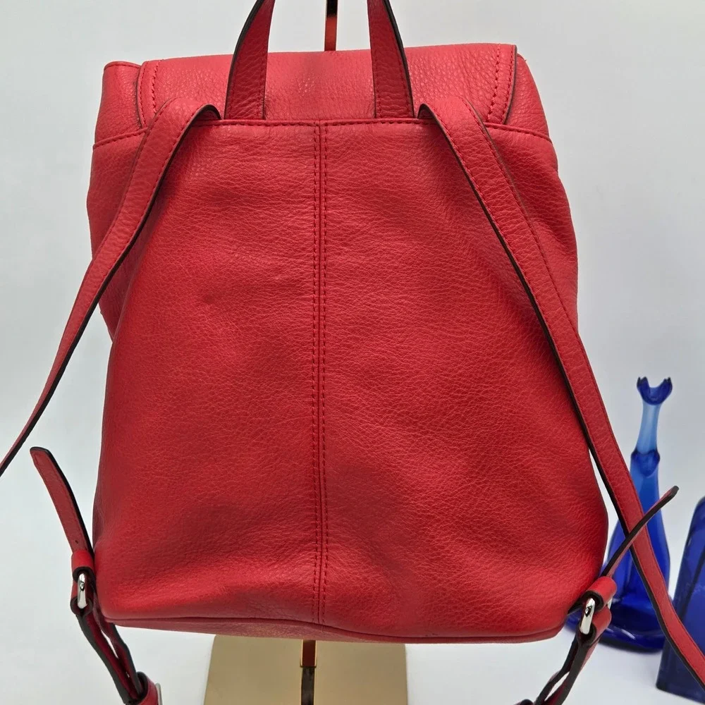 Coach Park Mini Backpack Red Pebbled Leather Turnlock F24385 Classic Drawstring